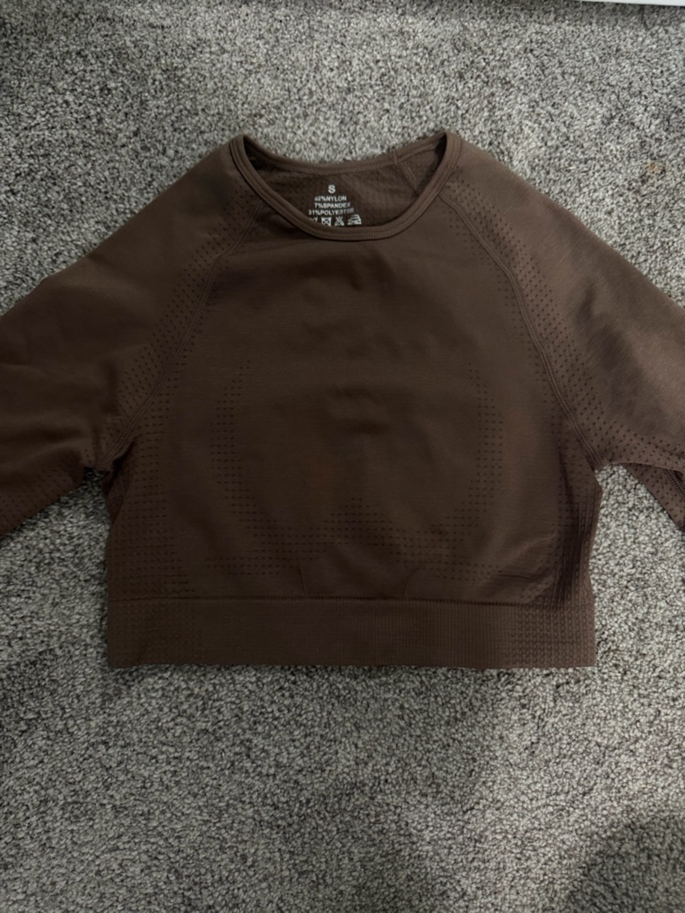 Brown Seamless Active Crop Top